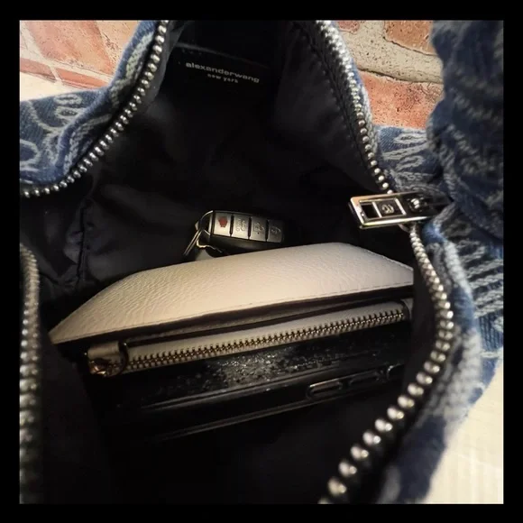 Alexander Wang Scrunchie Bag Small Denim Jacquard